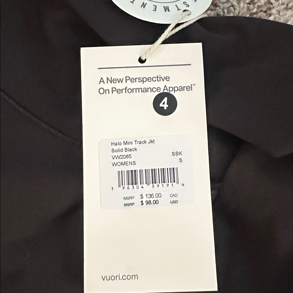 NWT VUORI Halo Mini Track Jacket Black Size Small - Picture 8 of 10
